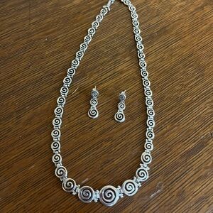 Sterling Silver Circle of Life Spiral Chain and Earrings Handmade in Greece